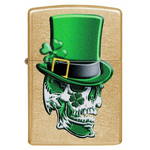 Irish Skull Design Gold Dust Zippo