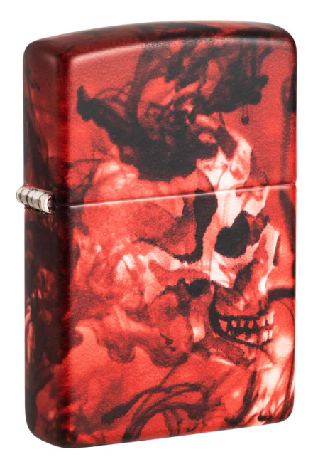 Spooky Skulls Design Red Matte Zippo 48772