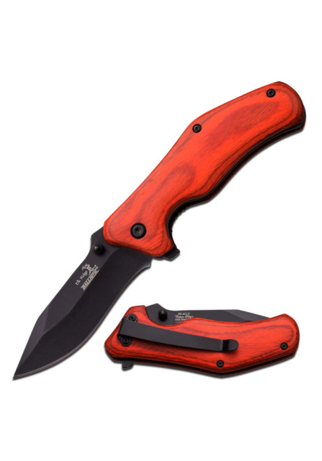 Elk Ridge Spring Assisted Knife Orange Handle Black Blade