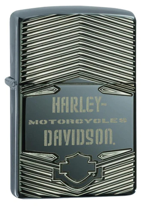 Harley Davidson Deep Carve Design Black Ice Armor Zippo