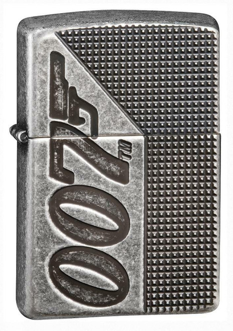 James Bond 007 Gun Logo Antique Silver Armor Zippo
