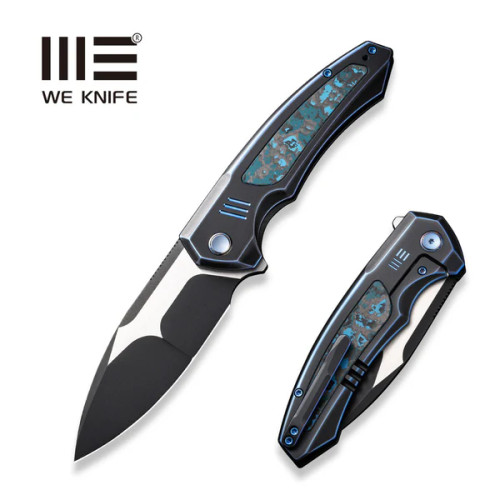 Hyperactive Flipper Knife Blue/Black Titanium & Carbon Fiber Handle