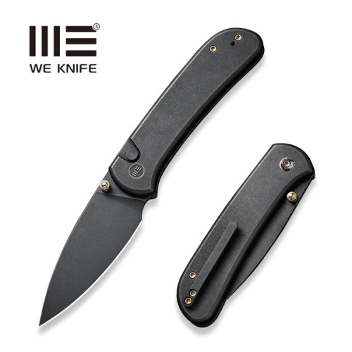 Qubit Thumb Stud & Button Lock Knife Black Titanium Handle