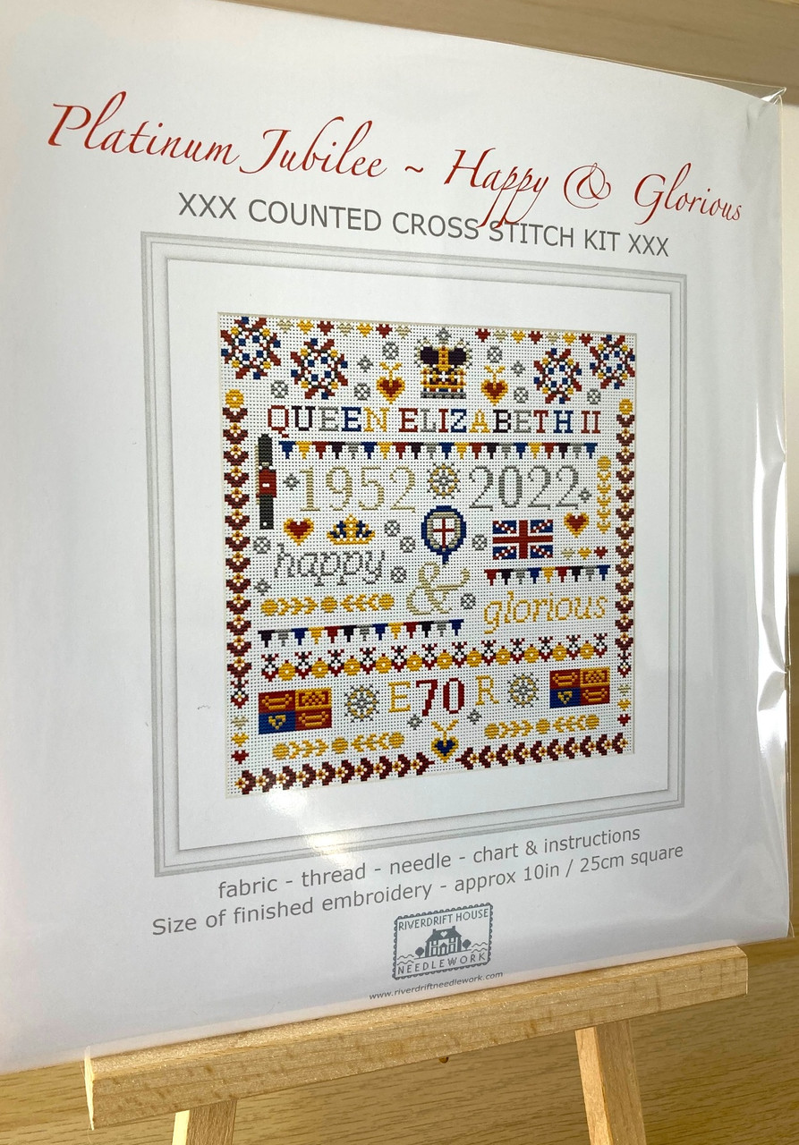 CROSS STITCH KIT 14ct AIDA Royal, Platinum Jubilee 'Happy