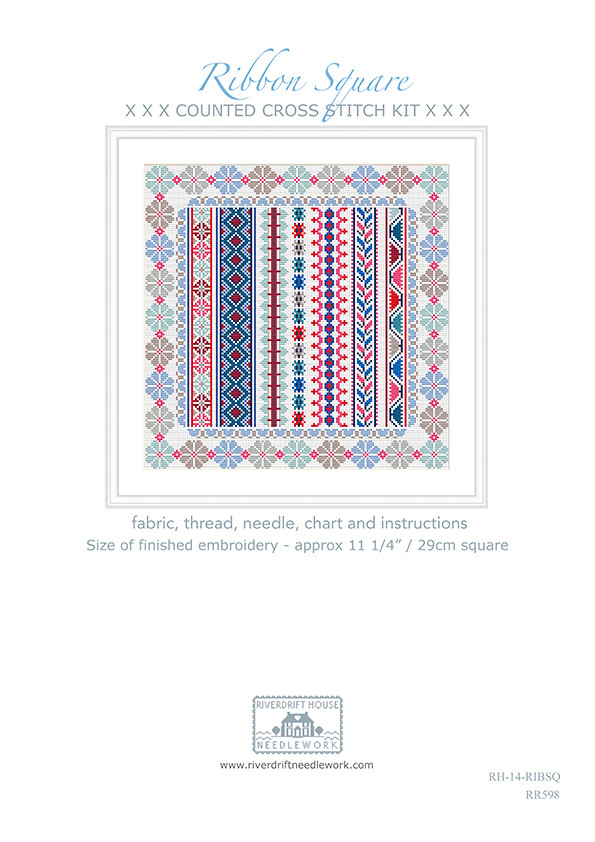CROSS STITCH KIT 14ct AIDA Ribbon Square - Riverdrift Needlework