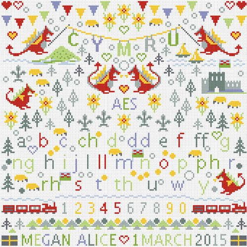 CROSS STITCH KIT 14ct AIDA Children's Little Welsh Dragons Personalised CROSS STITCH KIT 14ct AIDA Children's Little Welsh Dragons Personalised