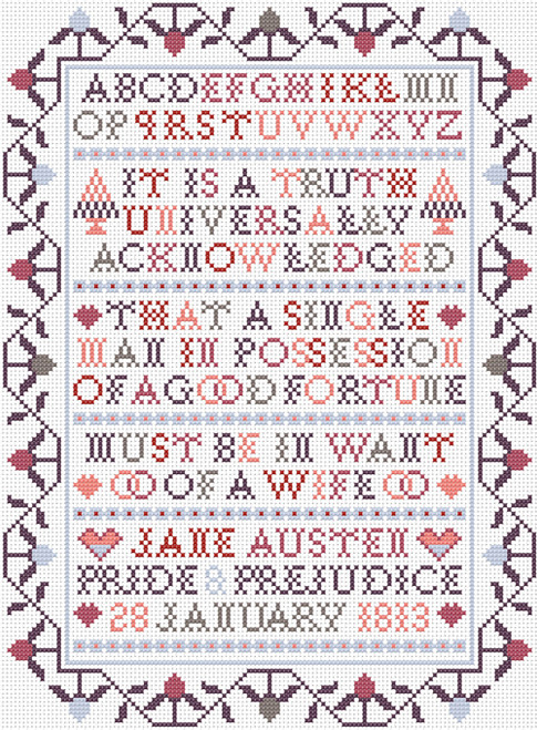 CROSS STITCH KIT 14ct AIDA Jane Austen Truth (Pride & Prejudice)