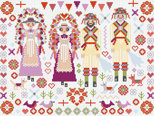 CROSS STITCH KIT 14ct AIDA Folkies, Morris England