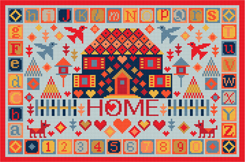 FOLK HOME Needlepoint/Tapestry CANVAS plus CHART
