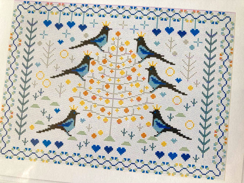 CROSS STITCH KIT 14ct AIDA Magpies - Six for Gold