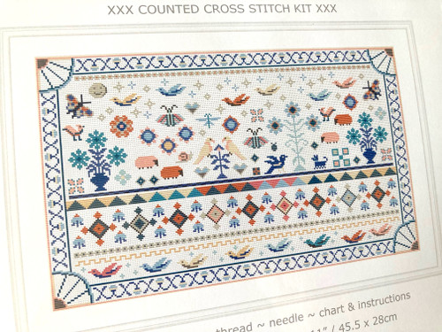 CROSS STITCH KIT 14ct AIDA Must Fly Wide Sampler
