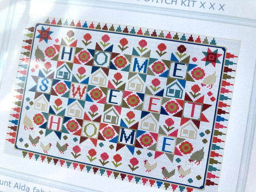 CROSS STITCH KIT 14ct AIDA Home Sweet Home Patchwork Style