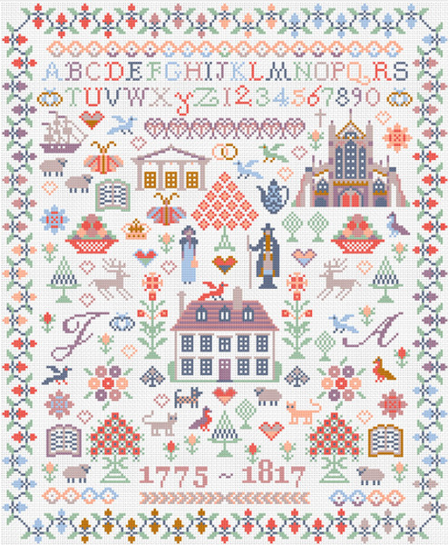 CROSS STITCH KIT 14ct AIDA Jane Austen Sampler