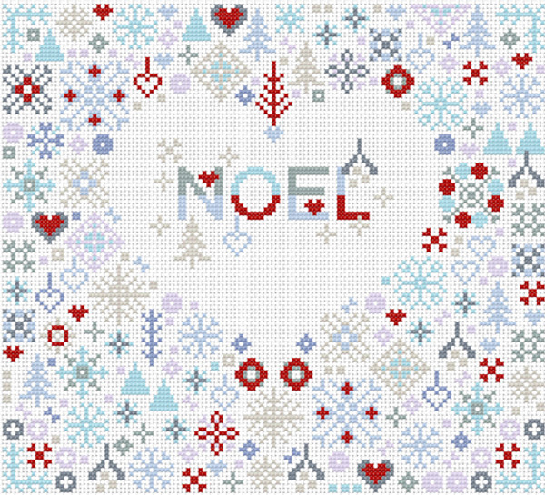 CROSS STITCH KIT 14ct AIDA Christmas Noel Heart