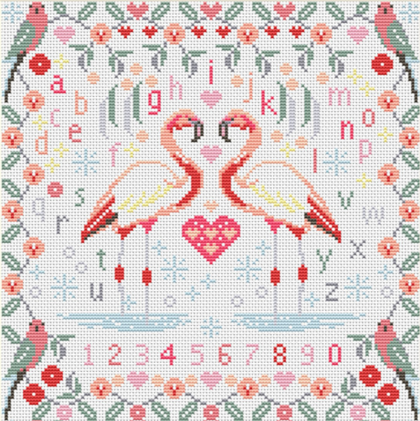 CROSS STITCH KIT 14ct AIDA Flamingos