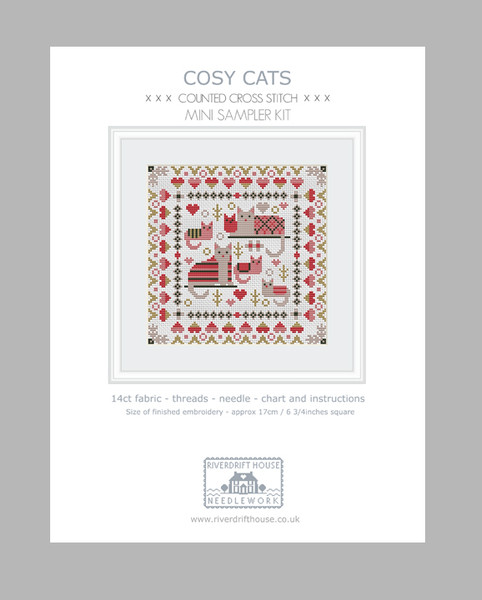 CROSS STITCH KIT 14ct AIDA Mini Cosy Cats