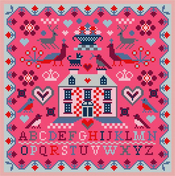 PINK HOUSE Needlepoint/Tapestry CANVAS plus CHART