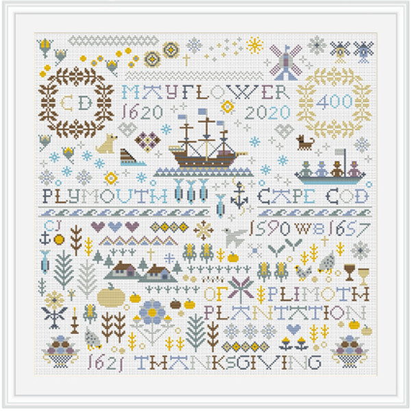 CROSS STITCH KIT 14ct Aida MAYFLOWER 400 SAMPLER