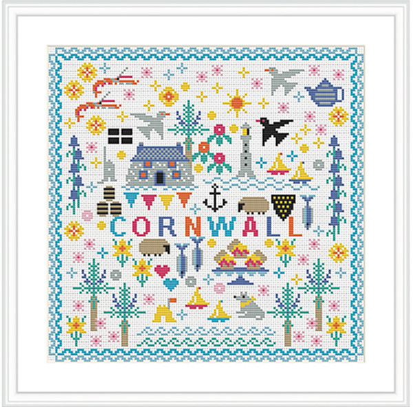 CROSS STITCH KIT 14ct AIDA Cornwall Square Sampler