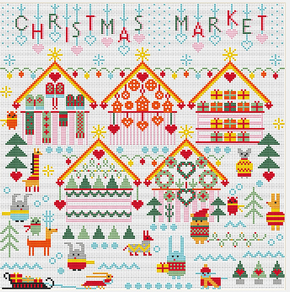 CROSS STITCH KIT 14ct AIDA Christmas, Christmas Market