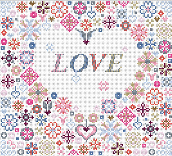 CROSS STITCH KIT 14ct AIDA Love Heart