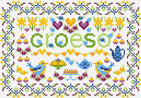 CROSS STITCH KIT 14ct AIDA Welsh, Little Welsh Croeso