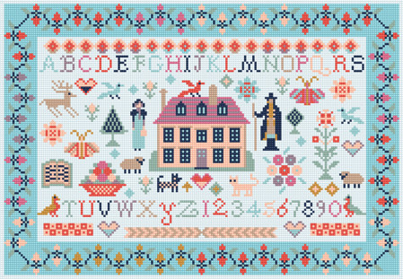 MINI JANE AUSTEN SAMPLER COUNTED CROSS STITCH KIT by RIVERDRIFT HOUSE