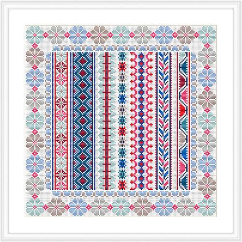CROSS STITCH KIT 14ct AIDA Ribbon Square - Riverdrift Needlework