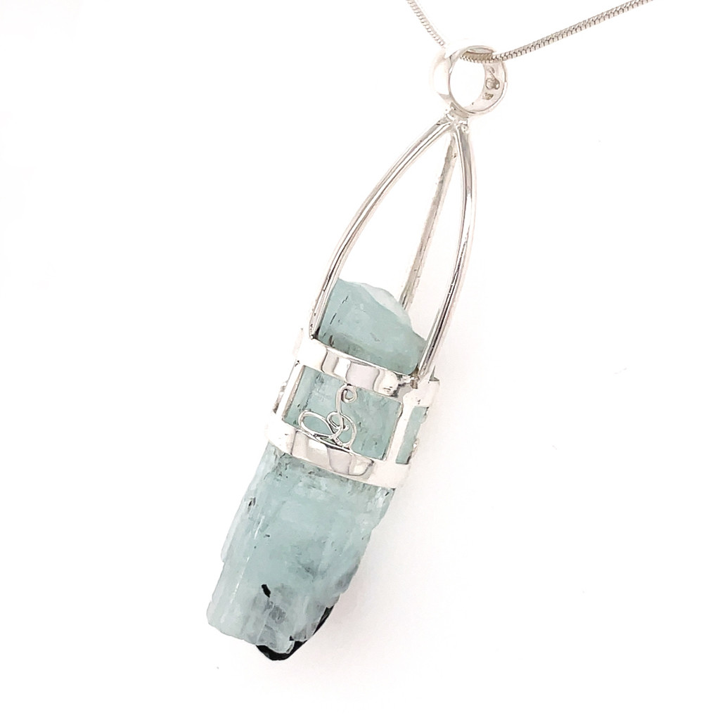 Aquamarine with Black Tourmaline Pendant (SE1426)