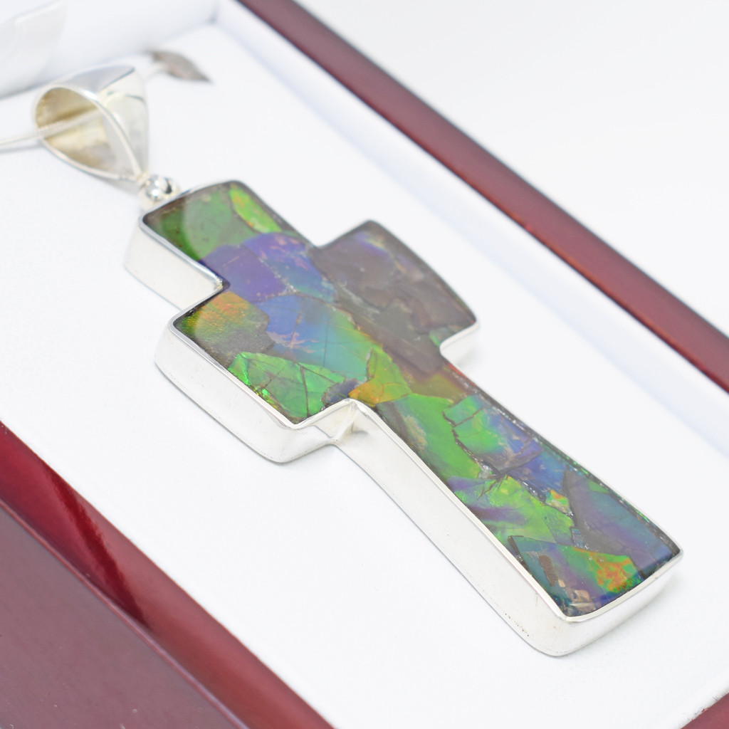 Ammolite Cross Pendant (SB2147)