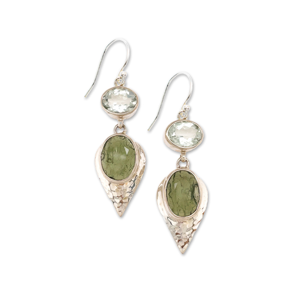 Moldavite Green Amethyst Earrings (EA1016)