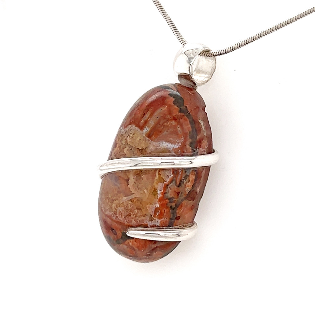 Fire Opal Pendant Necklace (M1270)