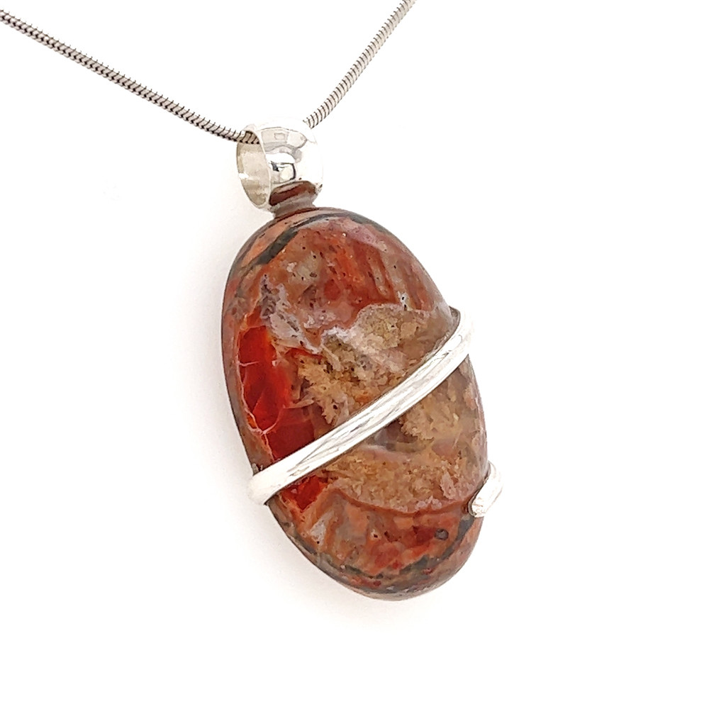 Fire Opal Pendant Necklace (M1270)