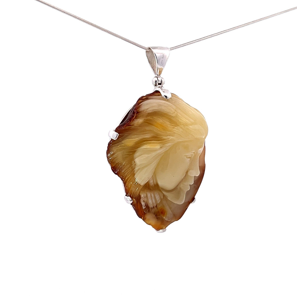 Carved Goddess Amber Pendant (SB2464)