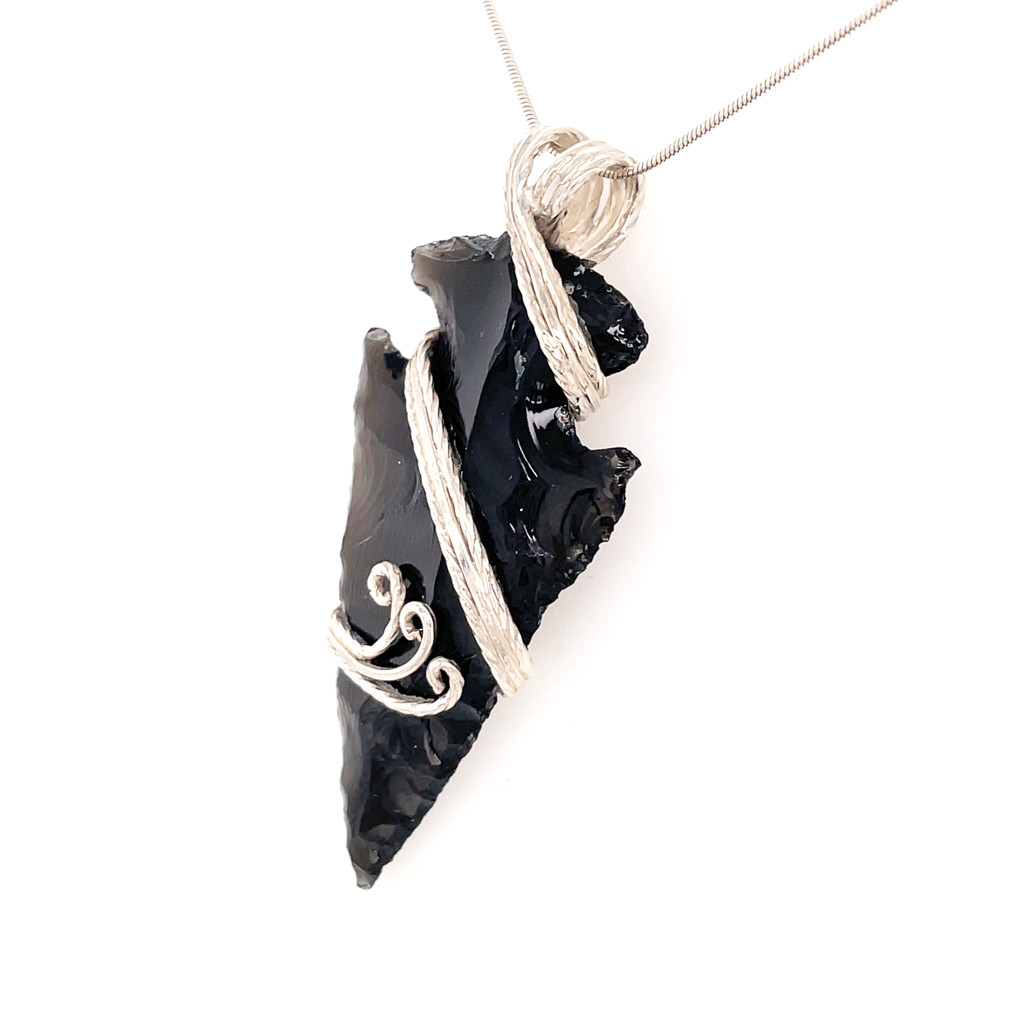 Obsidian Arrowhead Pendant Necklace