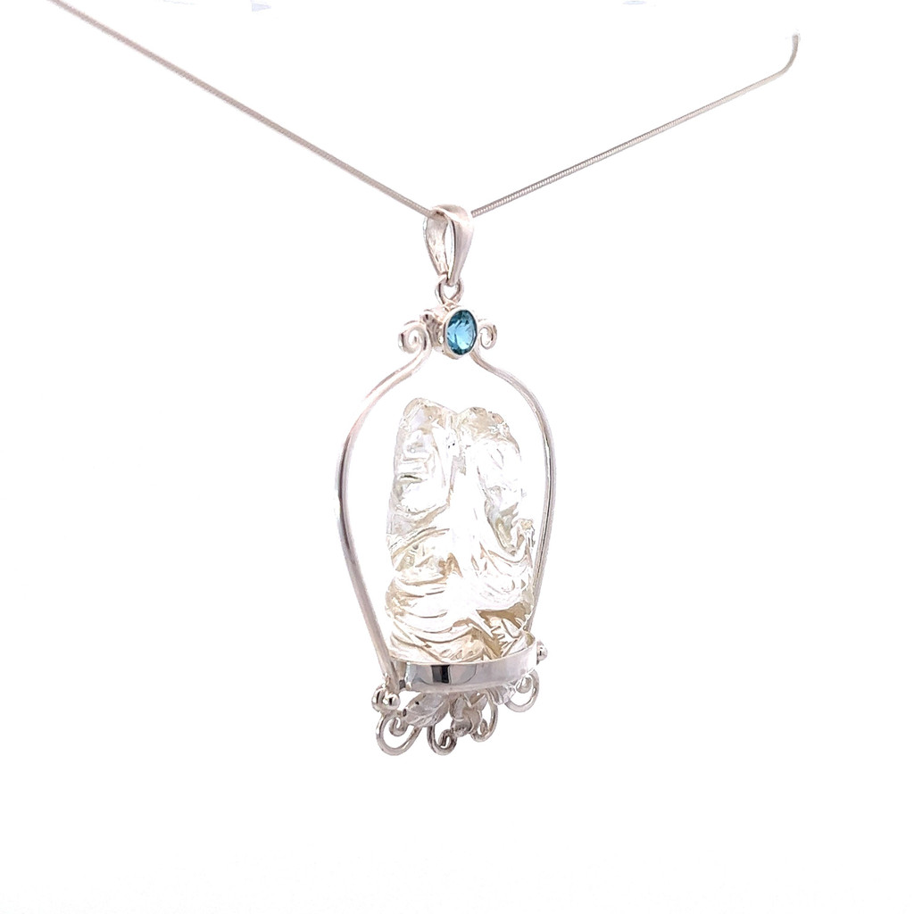 Carved Ganesh Quartz Pendant (SB2630)