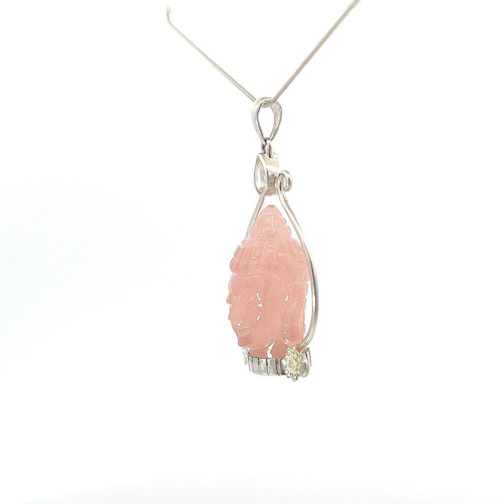 Carved Rose Quartz Pendant Necklace