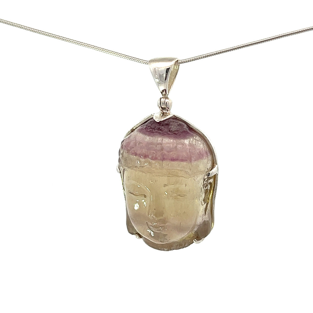 Carved Fluorite Pendant Necklace (SB2668)