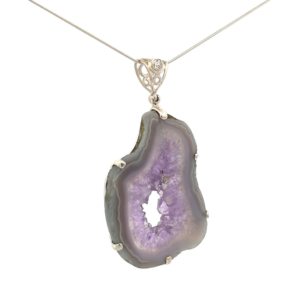 Amethyst Rose Pendant Necklace (AE1203)