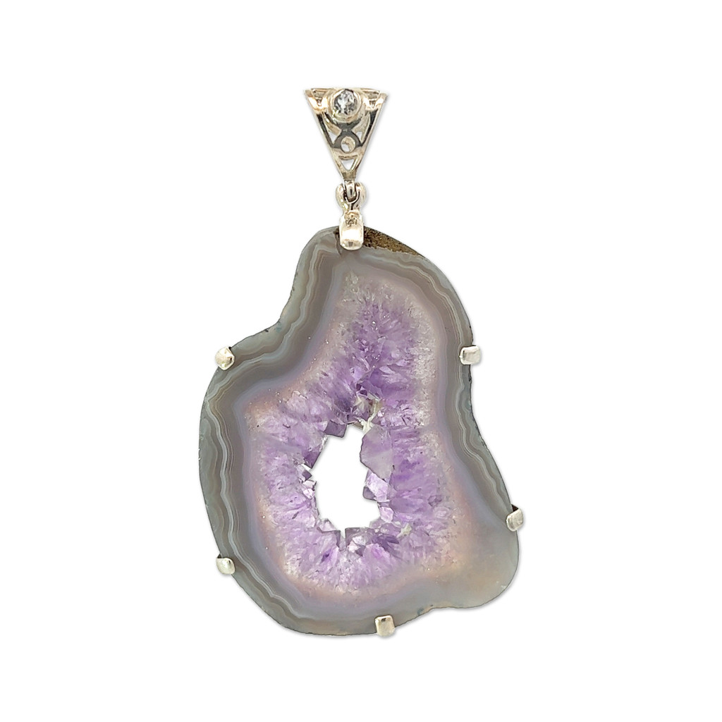 Amethyst Rose Pendant Necklace (AE1203)