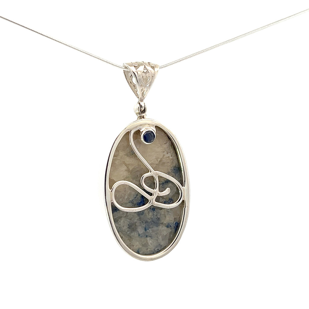 Blue Dumortierite in Quartz Pendant (AE1205)