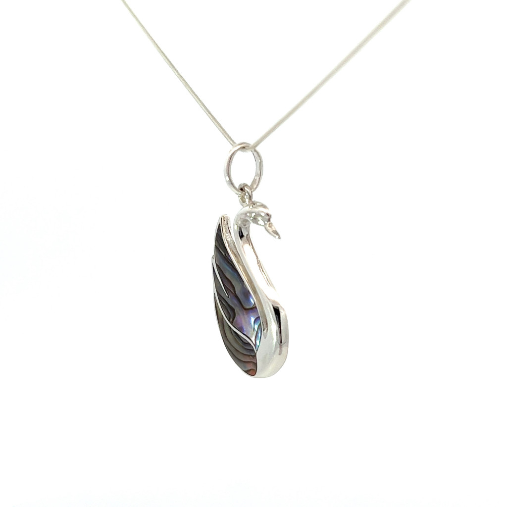 Abalone Shell Swan Pendant Necklace