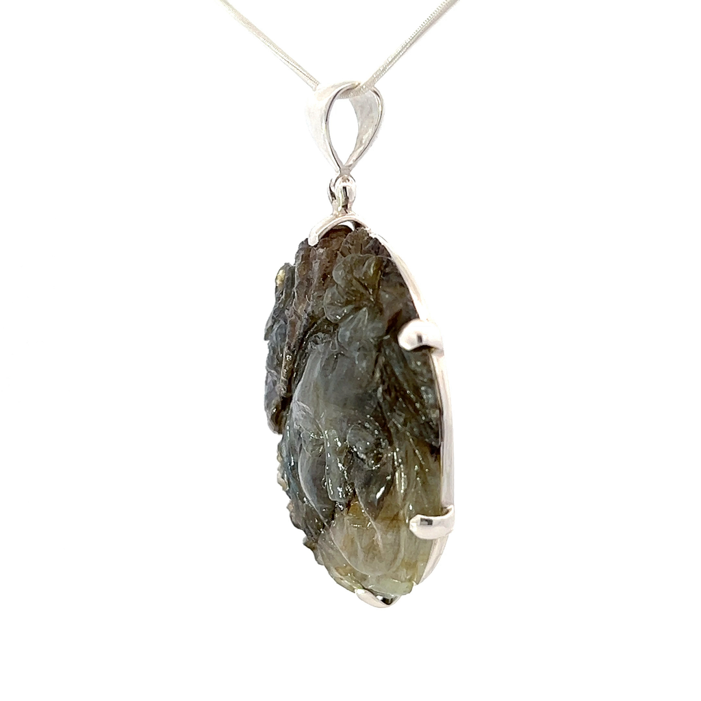 Carved Labradorite Pendant Necklace