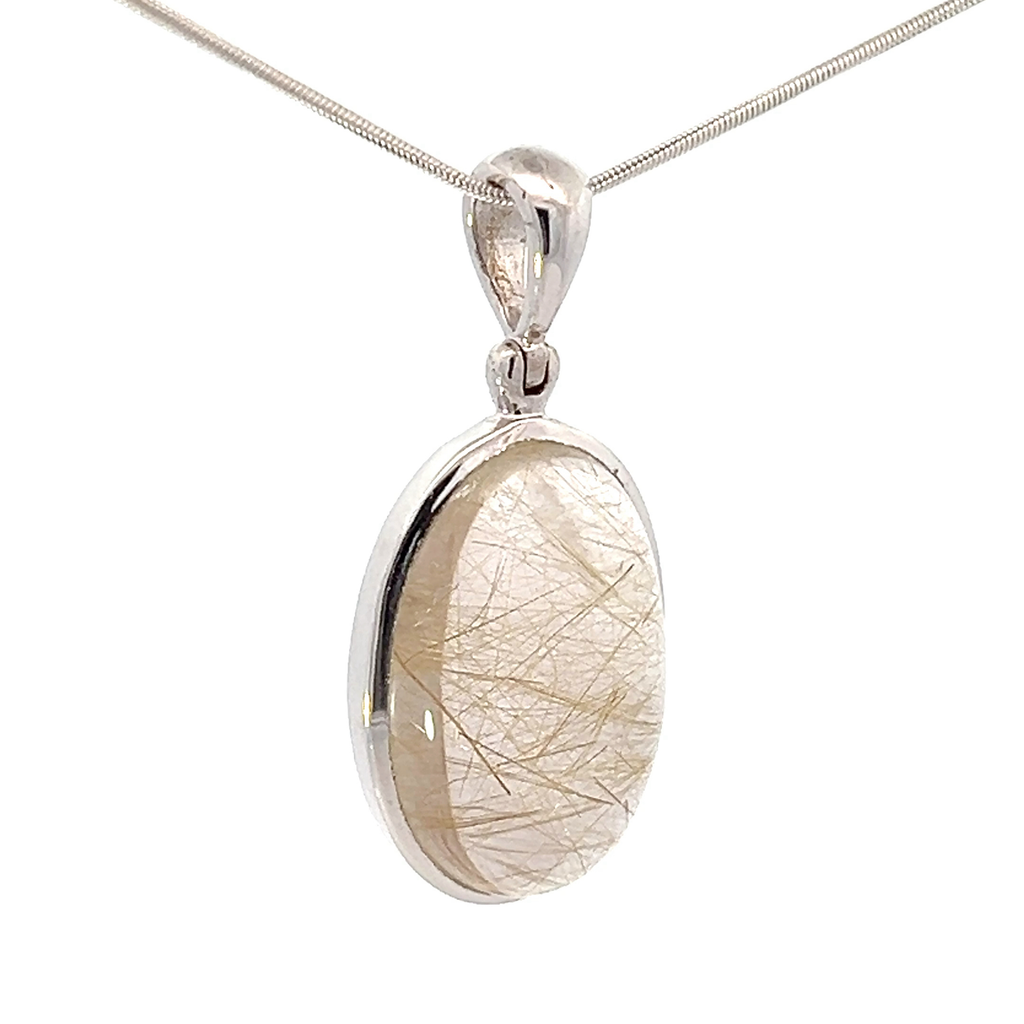 Rutilated Quartz Pendant Necklace (M1114)