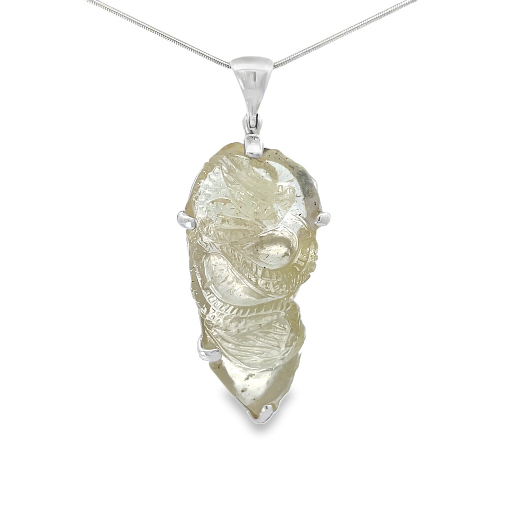 Carved Libyan Desert Tektite Pendant