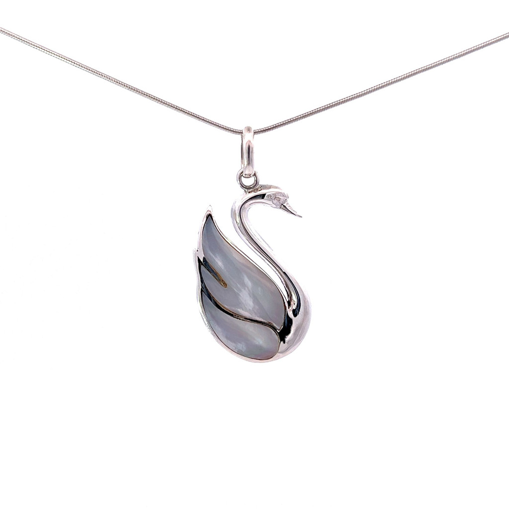 Mother of Pearl Swan Pendant Necklace