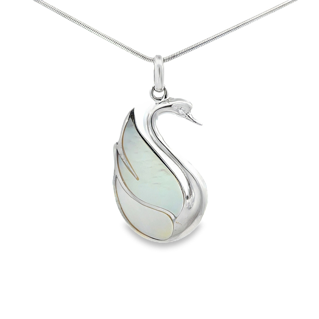 Mother of Pearl Swan Pendant Necklace