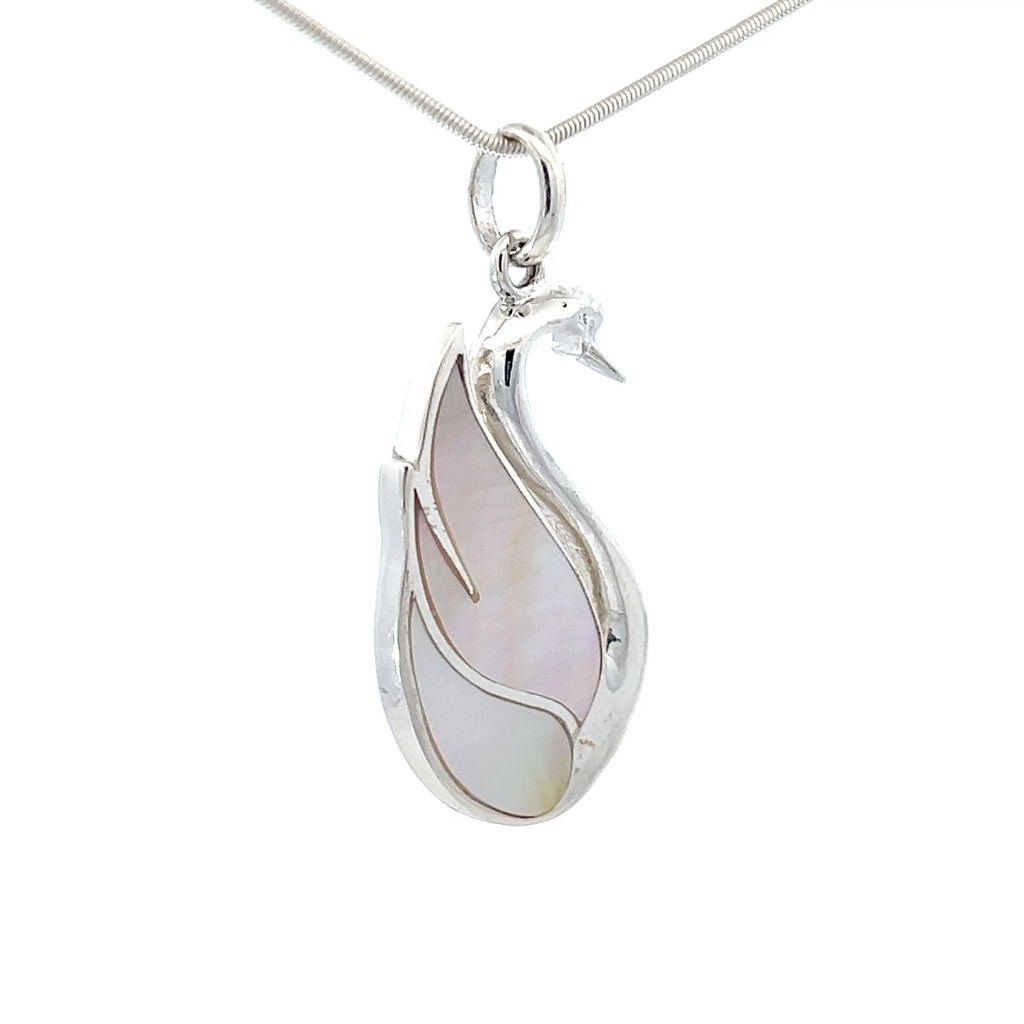 Mother of Pearl Swan Pendant Necklace