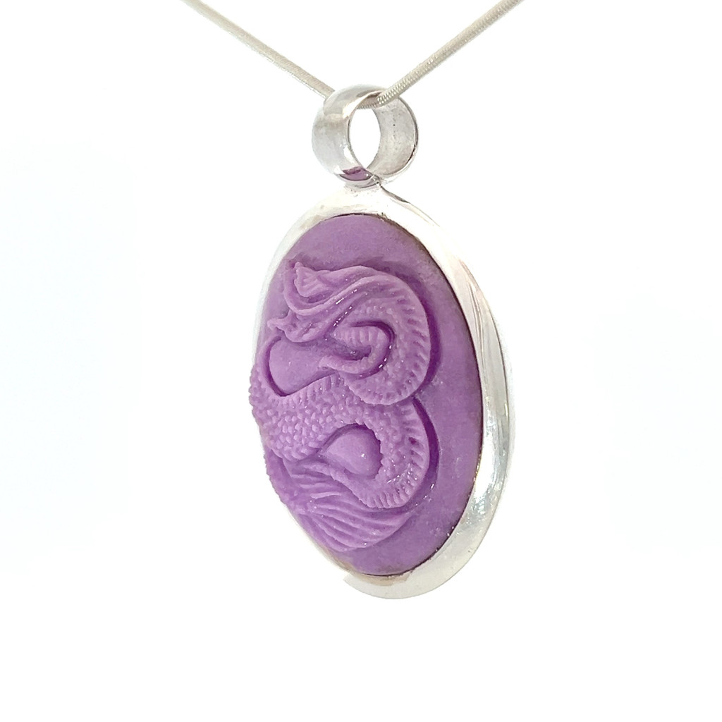 Carved Phosphosiderite Pendant Necklace 