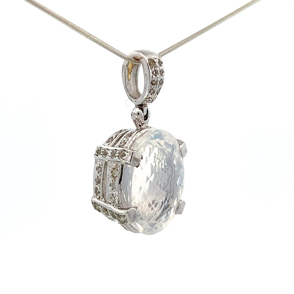 Gem Moon Quartz Pendant Necklace (SB3280)